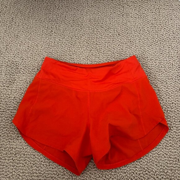 Lululemon Speed Up Mid-Rise Lined Short 4" Solar Orange Size 2 - Picture 2 of 4